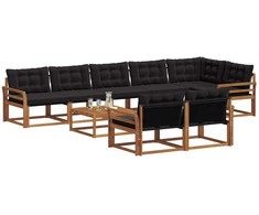 Lauko sofos komplektas su pagalve 9 pcs Natūrali ir juoda