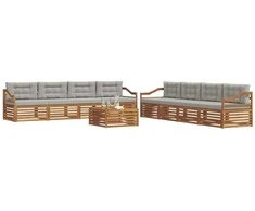 Lauko sofos komplektas 9 pcs Natūrali ir šviesiai pilka
