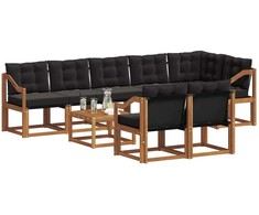 Lauko sofos komplektas su pagalve 9 pcs Natūrali ir juoda