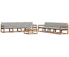 Lauko sofos komplektas 9 pcs Natūrali ir šviesiai pilka
