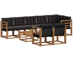 Lauko sofos komplektas 9 vnt. Natūrali ir juoda