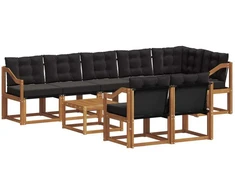 Lauko sofos komplektas 9 vnt. Natūrali ir juoda