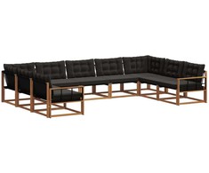 Lauko sofos komplektas su pagalve 9 pcs Natūrali ir juoda