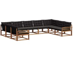 Lauko sofos komplektas su pagalve 9 pcs Natūrali ir juoda
