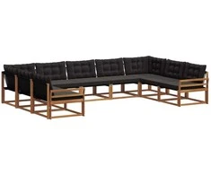 Lauko sofos komplektas su pagalve 9 pcs Natūrali ir juoda
