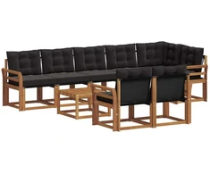 Lauko sofos komplektas 9 vnt. Natūrali ir juoda