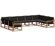 Lauko sofos komplektas su pagalve 9 pcs Natūrali ir juoda
