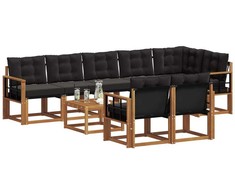 Lauko sofos komplektas su pagalve 9 pcs Natūrali ir juoda