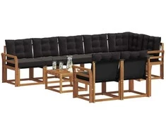 Lauko sofos komplektas su pagalve 9 pcs Natūrali ir juoda