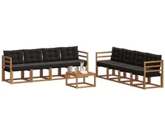 Lauko sofos komplektas su pagalve 9 pcs Natūrali ir juoda