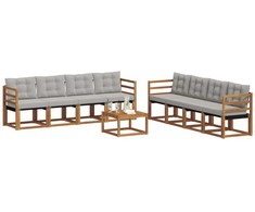 Lauko sofos komplektas 9 pcs Natūrali ir šviesiai pilka