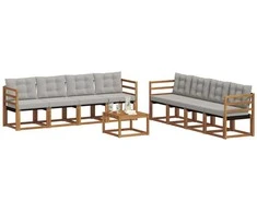 Lauko sofos komplektas 9 pcs Natūrali ir šviesiai pilka