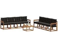 Lauko sofos komplektas su pagalve 9 pcs Natūrali ir juoda