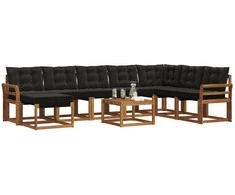 Lauko sofos komplektas su pagalve 9 pcs Natūrali ir juoda