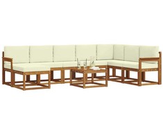 Lauko sofos komplektas su pagalve 9 pcs Natūralus ir grietinėlė
