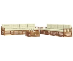 Lauko sofos komplektas su pagalve 9 pcs Natūralus ir grietinėlė