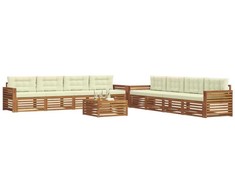 Lauko sofos komplektas su pagalve 9 pcs Natūralus ir grietinėlė