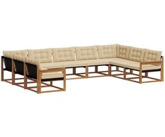 Lauko sofos komplektas su pagalve 9 pcs Natūralus ir bežinis
