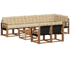 Lauko sofos komplektas 9 vnt. 8 vietos Natūralus ir bežinis