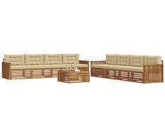 Lauko sofos komplektas su pagalve 9 pcs Natūralus ir bežinis