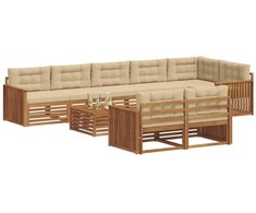 Lauko sofos komplektas su pagalve 9 pcs Natūralus ir bežinis