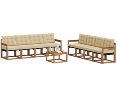 Lauko sofos komplektas su pagalve 9 pcs Natūralus ir bežinis