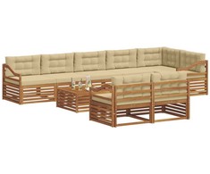 Lauko sofos komplektas su pagalve 9 pcs Natūralus ir bežinis