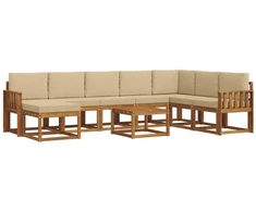 Lauko sofos komplektas 9 vnt. 8 vietos Natūralus ir bežinis