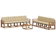 Lauko sofos komplektas su pagalve 9 pcs Natūralus ir bežinis