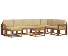 Lauko sofos komplektas 9 vnt. 8 vietos Natūralus ir bežinis