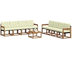 Lauko sofos komplektas su pagalve 9 pcs Natūralus ir grietinėlė