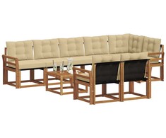 Lauko sofos komplektas su pagalve 9 pcs Natūralus ir bežinis