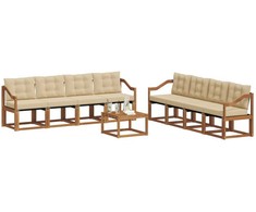 Lauko sofos komplektas su pagalve 9 pcs Natūralus ir bežinis