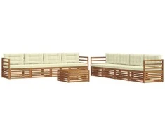 Lauko sofos komplektas su pagalve 9 pcs Natūralus ir grietinėlė