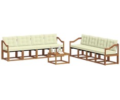 Lauko sofos komplektas su pagalve 9 pcs Natūralus ir grietinėlė