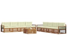 Lauko sofos komplektas su pagalve 9 pcs Natūralus ir grietinėlė