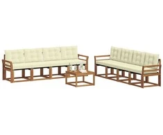 Lauko sofos komplektas su pagalve 9 pcs Natūralus ir grietinėlė