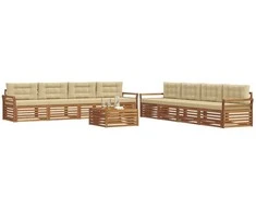 Lauko sofos komplektas su pagalve 9 pcs Natūralus ir bežinis