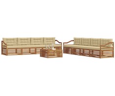 Lauko sofos komplektas su pagalve 9 pcs Natūralus ir bežinis
