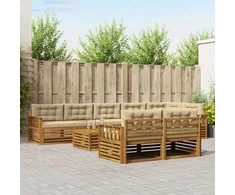 Lauko baldų komplektas Lauko sofos komplektas su pagalve 9 pcs Natūralus ir bežinis