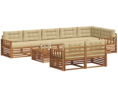 Lauko baldų komplektas Lauko sofos komplektas su pagalve 9 pcs Natūralus ir bežinis