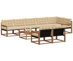 Lauko sofos komplektas su pagalve 9 pcs Natūralus ir bežinis