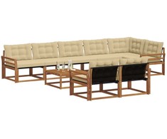 Lauko sofos komplektas su pagalve 9 pcs Natūralus ir bežinis