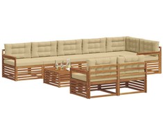 Lauko baldų komplektas Lauko sofos komplektas su pagalve 9 pcs Natūralus ir bežinis