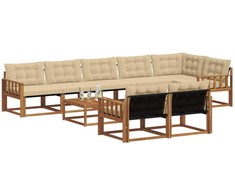 Lauko sofos komplektas su pagalve 9 pcs Natūralus ir bežinis