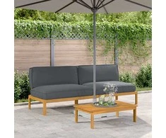 Sofa Sofos komplektas 2 pcs Antracitas Kietos akacijos mediena