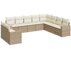 Sofa Sofos komplektas su pagalvėlėmis, 10 dalių, smėlio, poliratanas