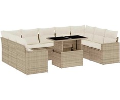 Sofa Sofos komplektas su pagalvėlėmis, 10 dalių, smėlio, poliratanas
