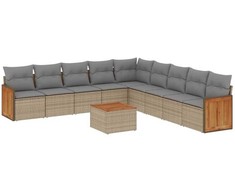 Sofa Sofos komplektas su pagalvėlėmis, 10 dalių, smėlio, poliratanas