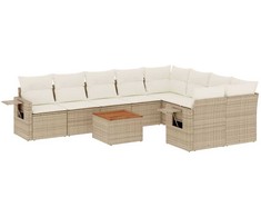 Sofa Sofos komplektas su pagalvėlėmis, 10 dalių, smėlio, poliratanas